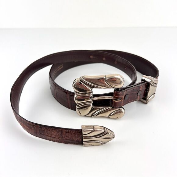 Vintage Vicenza Calfskin Alligator Print Sterling Silver Women’s Waist Belt main image 4